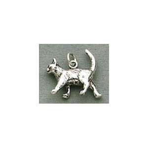   Sterling Silver Charm .625 inch tall Walking Cat, 4.5 grams Jewelry