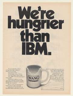 1977 Wang Small Computers Were Hungrier than IBM Mug Bite Print Ad 