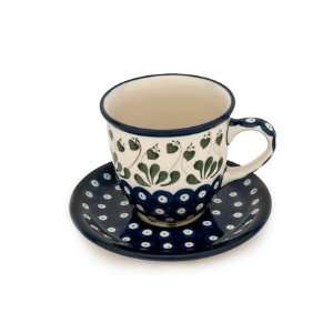  Polish Pottery Alyce Coffee Mug & Saucer: Kitchen & Dining