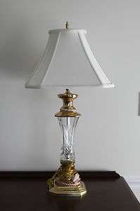 Waterford Crystal Florence Court Brass Table Lamp w/ Shade, 29.5 