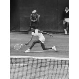  Tennis Player Althea Gibson in Action on Court During Match 