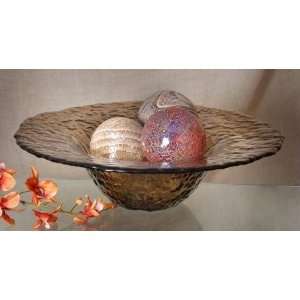    Tuscan Mediterranean Textured Glass Decorative Bowl