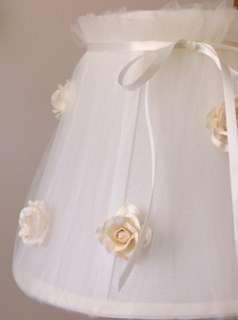 Shabby Cream Tulle Lamp Shade with Roses,Cottage Chic  