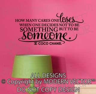 Coco Chanel Quote Vinyl Wall Decal Lettering TO BE SOMEONE bedroom 