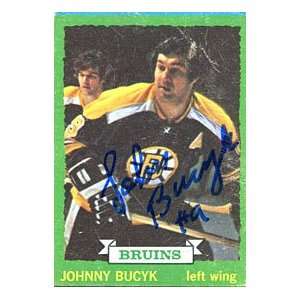  Johnny Bucyk Autographed / Signed 1973 74 Topps Card 