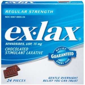  Ex Lax Stimulant Laxative Chocolate    15 mg   24 