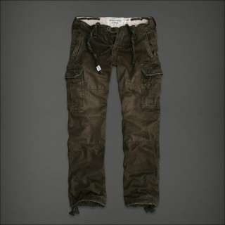 Abercrombie&Fitch AF Mens Dark Olive Classic Fit Military Cargo Pants 