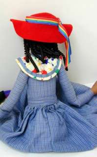 African American Cloth Doll Rainbow Stockings & Ribbon  