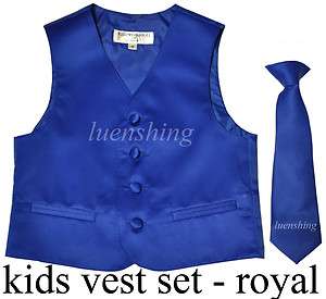 New Kids boys tuxedo vest waistcoat neck tie Royal blue size 12  