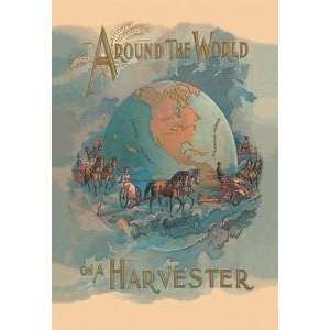  Vintage Art Around the World On a Harvester   07601 1 
