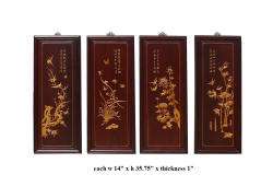 Chinese Rosewood Boxwood Inlay Four Season Wall Decor s1061  