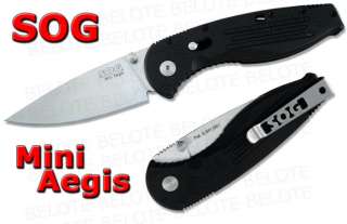 SOG Mini Aegis Assisted Open Folding Knife Plain Edge AE 21 