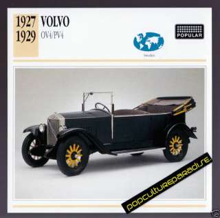 1927 1928 1929 VOLVO OV4/PV4 Sweden Car PHOTO SPEC CARD  
