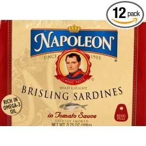 Napoleon Sardines in Tomato sauce, 3.75 Ounce Tin (Pack of 12)  