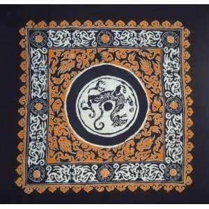   Chinese Art Batik Tapestry Tablecloth Flower Pattern 