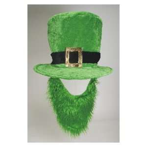   St. Patricks Day Leprechaun Green Top Hat Beard Costume: Toys & Games