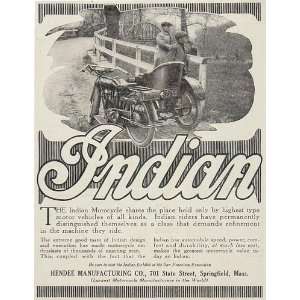   Ad Indian Motorcycle Bike Sidecar Hendee RARE   Original Print Ad