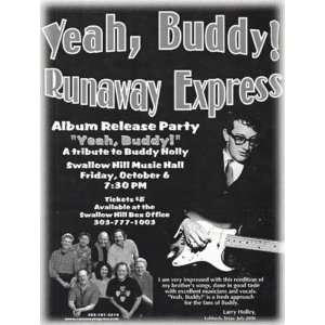 Runaway Express Buddy Holly Denver Concert Handbill 