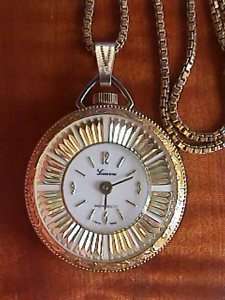 Vintage Goldtone LUCERNE Pendant WATCH Necklace  