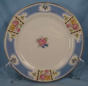Vintage Colonial Blue Salad Plate Homer Laughlin Roses & Blue Bands (O 