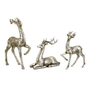  Antiqued Silver Reindeer   Set of 3