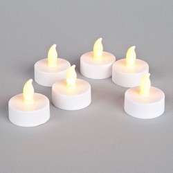 NEW 6 Pack Flameless LED Tealights White 120 Hour Replaceable Battery 