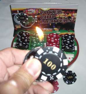 20 pcs Casino Poker Chip Lighters in Retail Display Box  