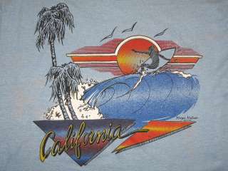   70s CALIFORNIA SURF T Shirt MEDIUM beach skate neon tourist thin 80s