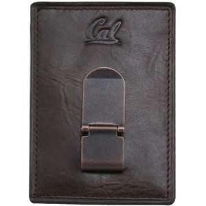 Fossil Cal Golden Bears Brown Leather Card Holder & Money Clip:  