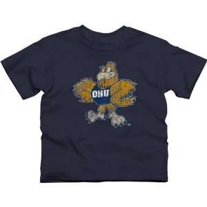 Oral Roberts Golden Eagles Youth Distressed Primary T Shirt   Navy 