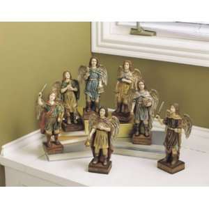 Assorted 7 Piece Archangels Figurine Set, Multicolor Finish, Polystone 