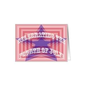 fourth of July celebration~ shades of red stripes with blue stars Card