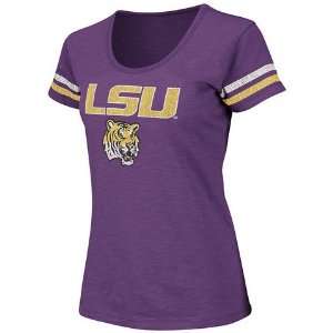   LSU Tigers Womens T Shirt   Striped Scoop Neck Tee