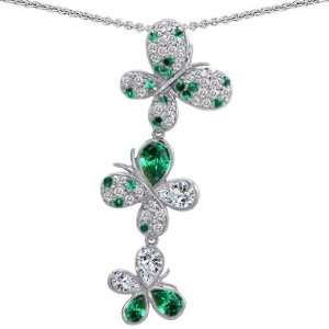  Candygem 925 Sterling Silver Simulated Emerald Butterfly 