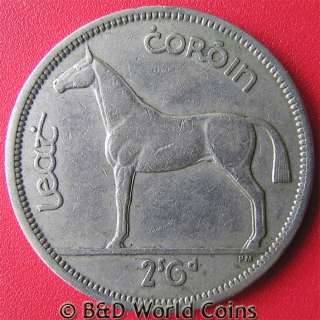 IRELAND 1964 HALF 1/2 CROWN HORSE 32mm Copper Nickel  