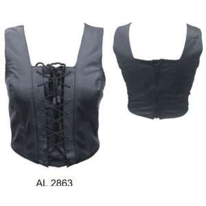  Ladies Leather Halter Top W/Fully Laced Leather Corset 