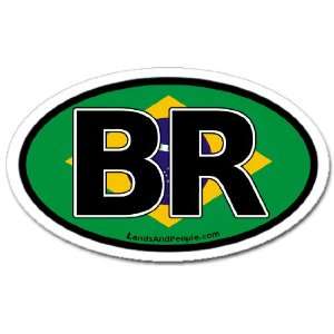  Brazil BR and Brazilian Flag Car Bumper Sticker Decal Oval 