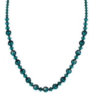 Sterling Silver Emerald Colored Swarovski Elements Bicone and Faceted 