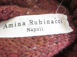 AMINA RUBINACCI Brown Red Turtleneck Sweater Top Sz 46  