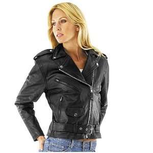 River Road Basic Womens Essential Leather Touring Motorcycle Jacket 