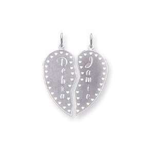  Two Piece Heart Nameplates in 10k White Gold Jewelry