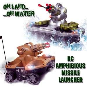 radio remote control amphibious tank Missiles Shooting  