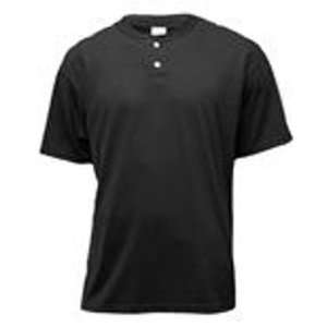   Soffe Youth Black Midweight Cotton/Poly Henley LARGE 