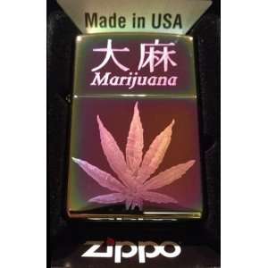  Zippo Custom Lighter   Japanese Kanji Characters Marijuana 