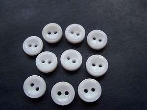 10 WHITE GLASS CONCAVE CENTER VINTAGE BUTTONS DOLL BABY SEWING CRAFTS 