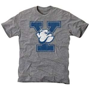  Yale Bulldogs Distressed Secondary Tri Blend T Shirt   Ash 