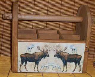 Moose Wood Utensil Holder Lodge Cabin Home Decor  