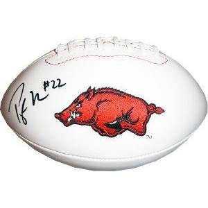Signed Peyton Hillis Football   Arkansas Razorbacks Logo   Autographed 