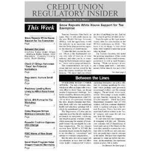 Credit Union Regulatory Insider  Magazines