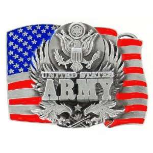  US Army Pewter Belt Buckle   United States Army: Sports 